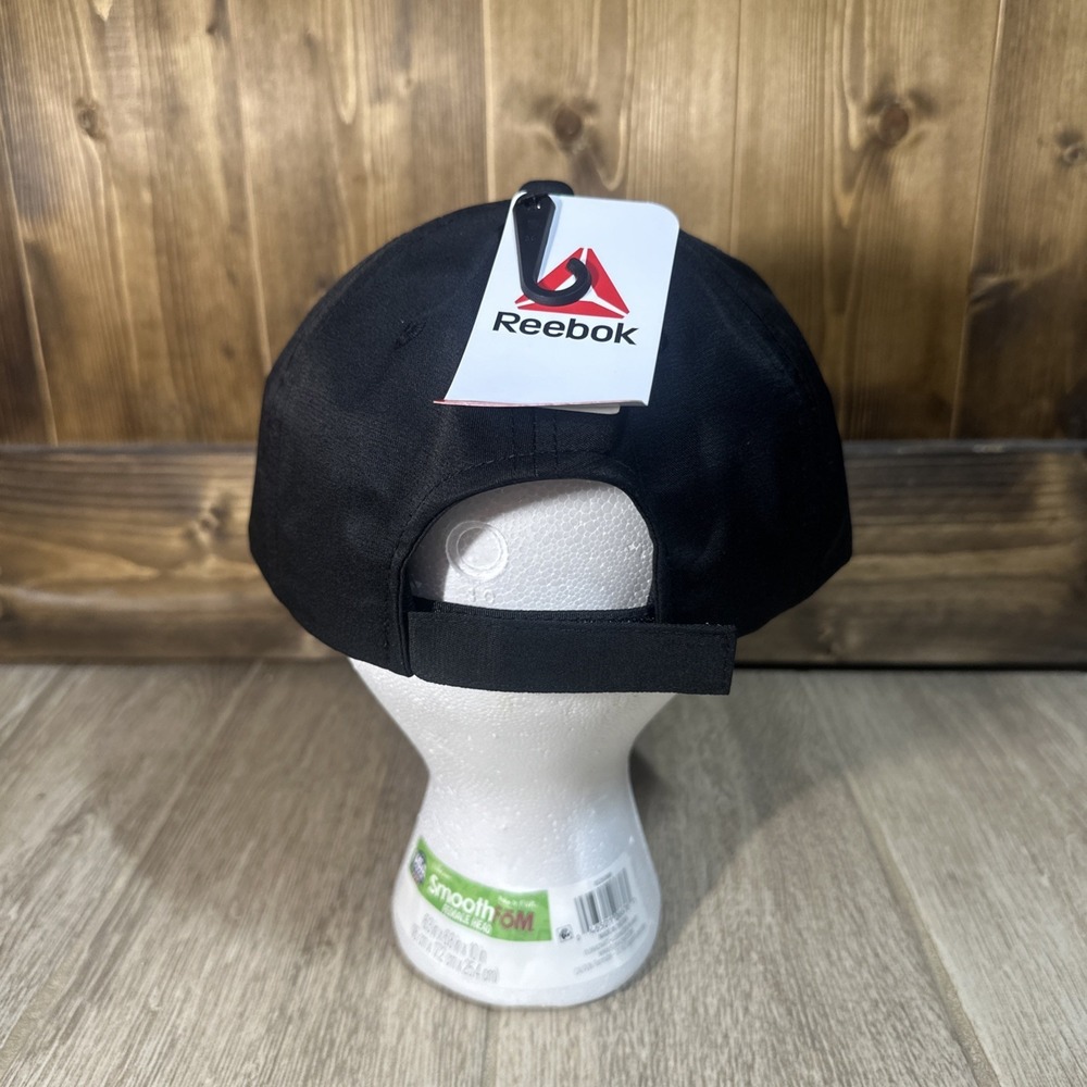 NWT Reebok Logo Hat Black Sport Baseball Cap One Size Most fit Strap Modern - Picture 4 of 12